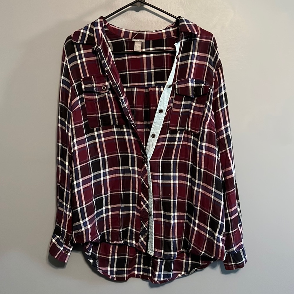 Maroon and navy flannel